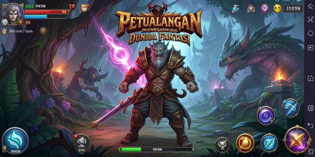 Gameplay 9N9N yang seru dan mendebarkan di dunia fantasi.