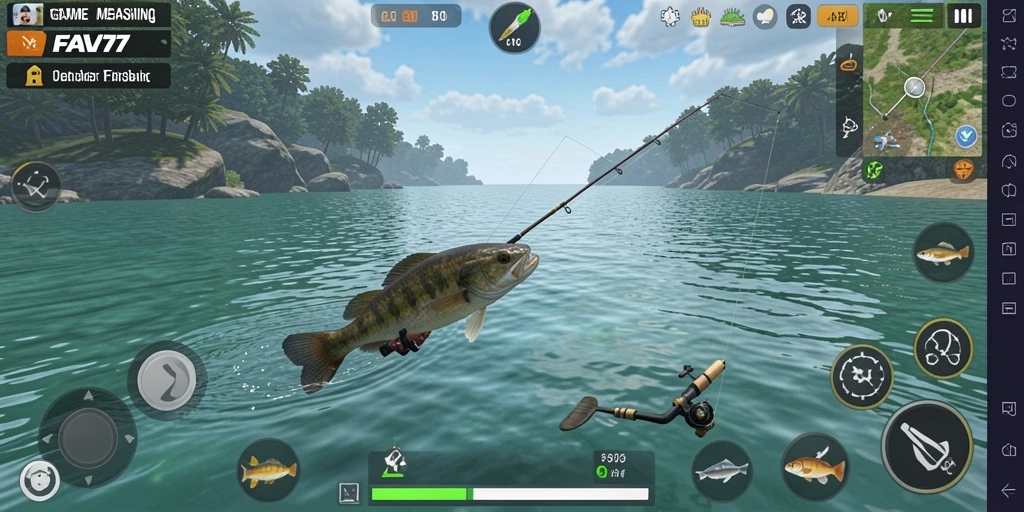 Tampilan gameplay FAV77 yang seru dan realistis saat memancing.