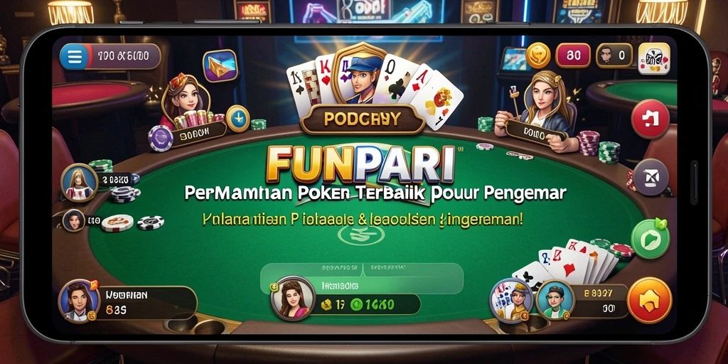 Tampilan utama gameplay Poker di FUNPARI dengan suasana menegangkan.