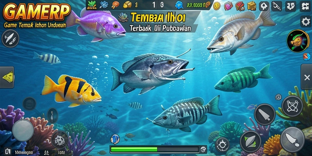 Screenshot gameplay GAMERP menampilkan aksi menembak ikan yang seru.