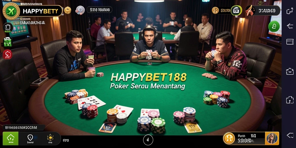 Tampilan gameplay Poker yang menegangkan di HAPPYBET188.