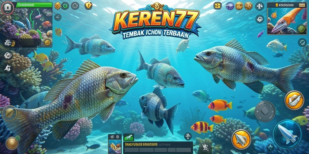 Tampilan gameplay KEREN77 saat menembak ikan dengan penuh aksi.