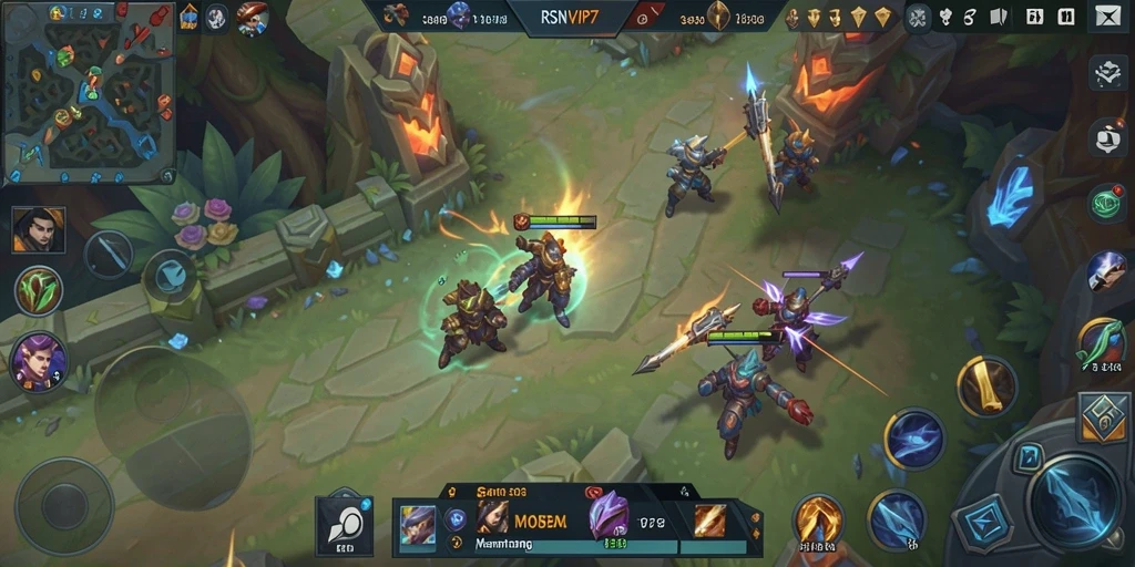 Tampilan gameplay seru di arena pertempuran MOBA.