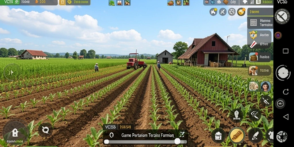 Tampilan gameplay VC55 yang menarik dengan berbagai aktivitas bertani.