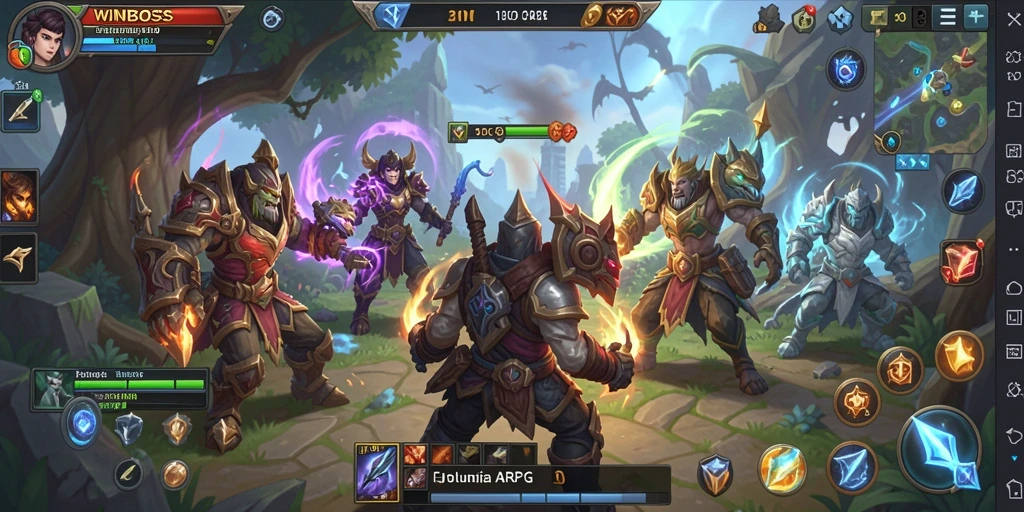 Tangkapan layar gameplay WINBOSS menampilkan aksi luar biasa dalam pertarungan ARPG.