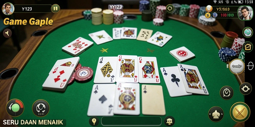 Screenshot gameplay YY123 yang menampilkan serunya bermain Gaple.